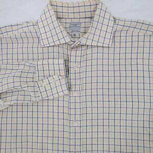 VTG Hackett London Dress Shirt Mens 15.5 Cotton MADE IN ENGLAND Button Up Plaid